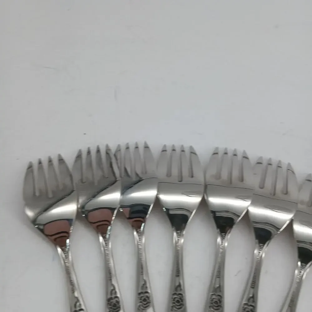 8X SF Oneida LA ROSE Salad Forks Rogers Premier Stainless
